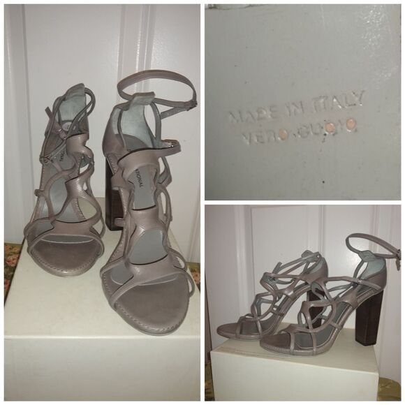 Costume National grey Strappy Cage Heels Made in Italy Size 11 – 4” Block Heel - Picture 3 of 5